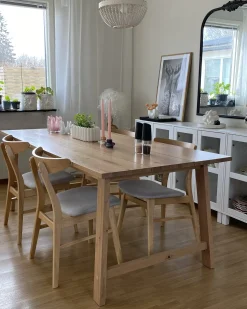 Sæt med 2 spisebordsstole LYNN Træ Lysebrun/grå