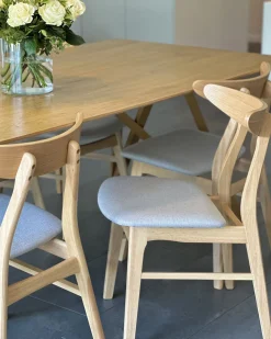 Sæt med 2 spisebordsstole LYNN Træ Lysebrun/grå