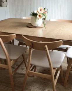Sæt med 2 spisebordsstole LYNN Træ Lysebrun/beige