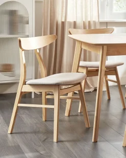 Sæt med 2 spisebordsstole LYNN Træ Lysebrun/beige
