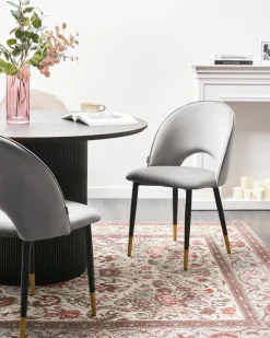 Sæt med 2 spisebordsstole MAGALIA Velour Grå