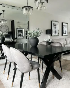 Sæt med 2 spisebordsstole MAGALIA Velour Grå