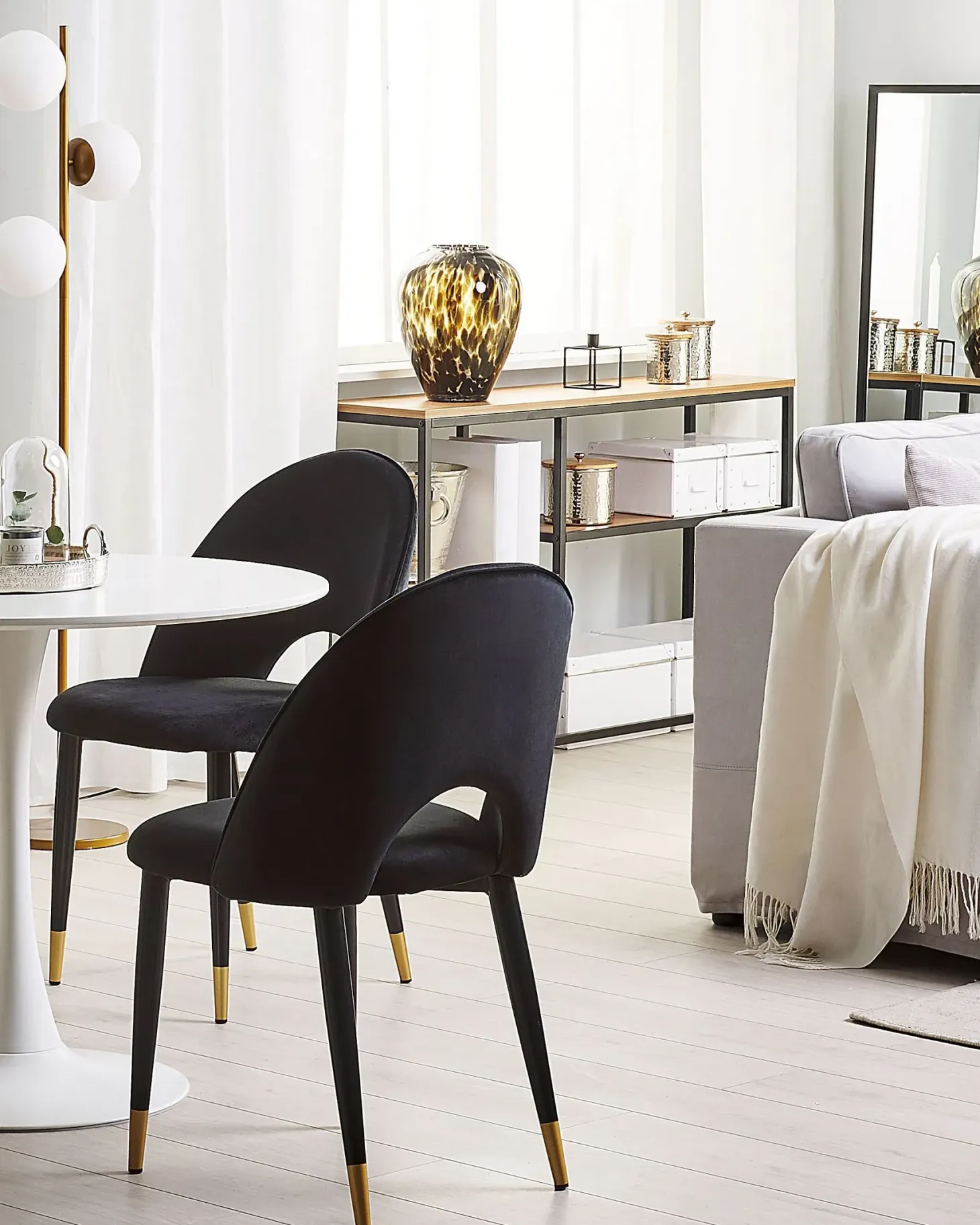 Sæt med 2 spisebordsstole MAGALIA Velour Sort