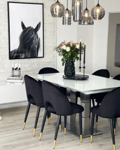 Sæt med 2 spisebordsstole MAGALIA Velour Sort