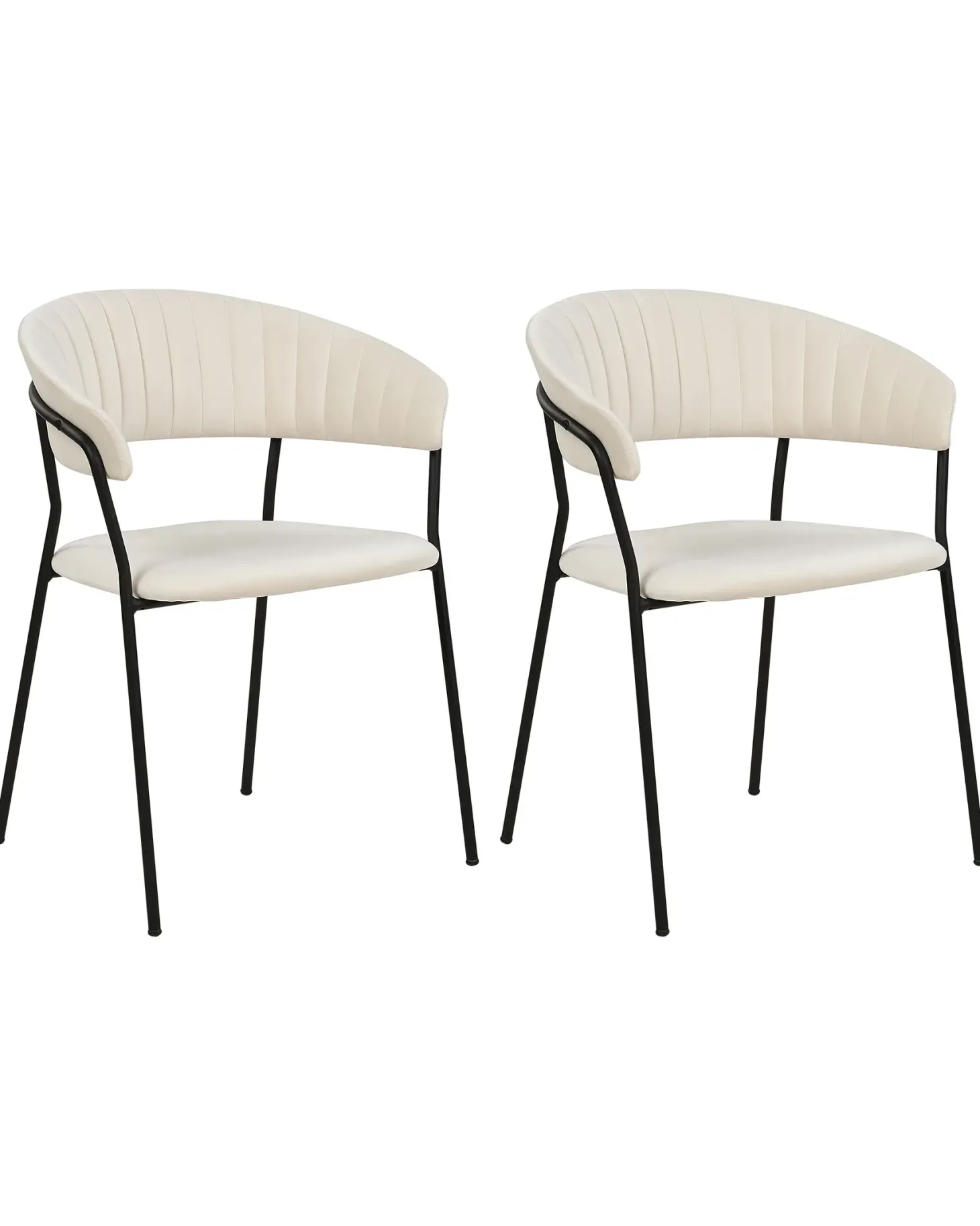 Sæt med 2 spisebordsstole MARIPOSA Velour Cremehvid