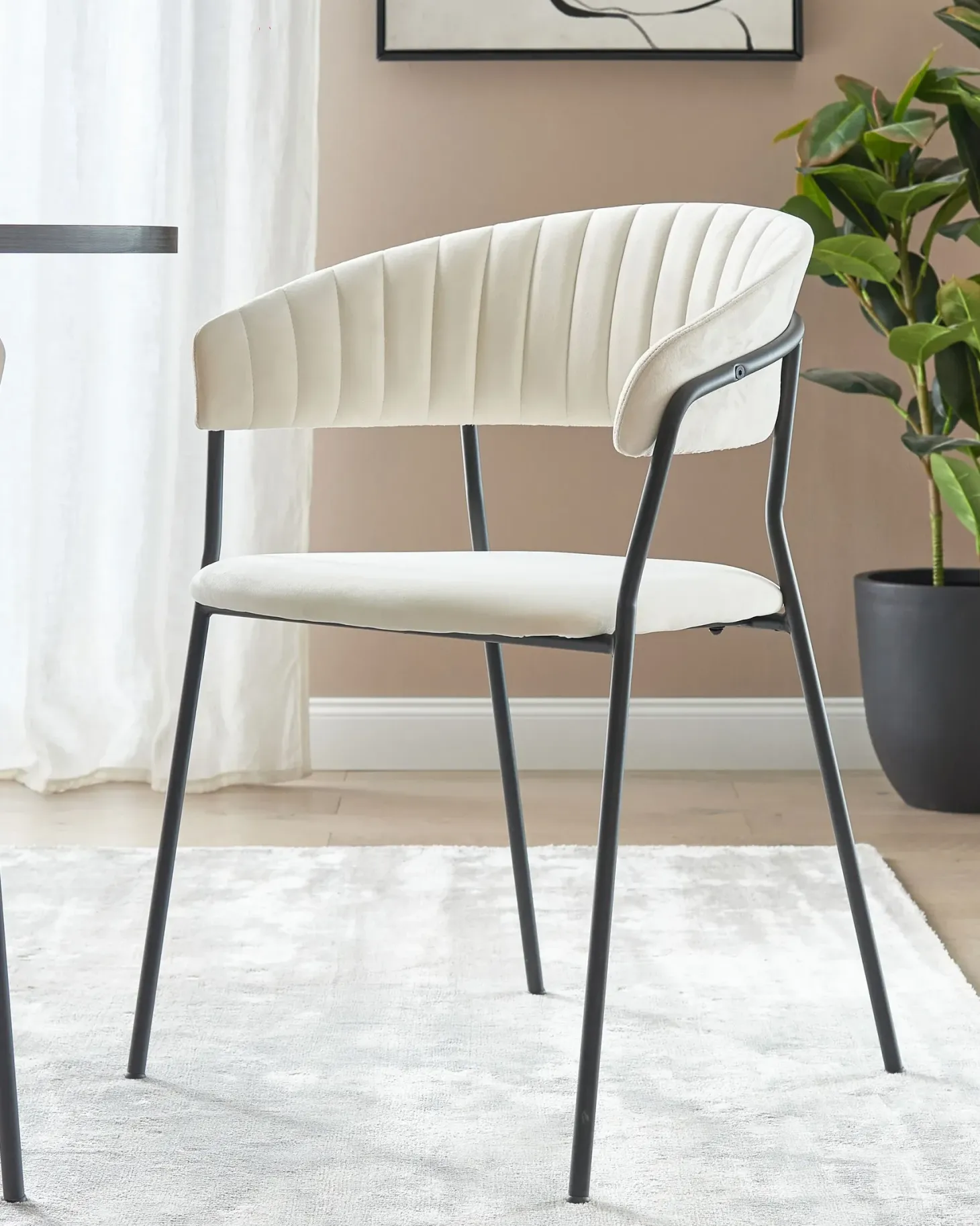 Sæt med 2 spisebordsstole MARIPOSA Velour Cremehvid