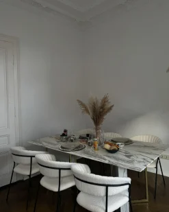 Sæt med 2 spisebordsstole MARIPOSA Velour Cremehvid