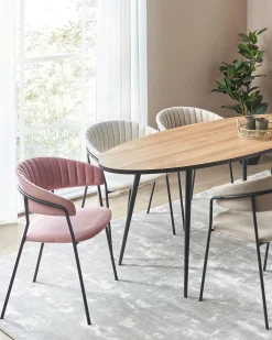 Sæt med 2 spisebordsstole MARIPOSA Velour Lyserød