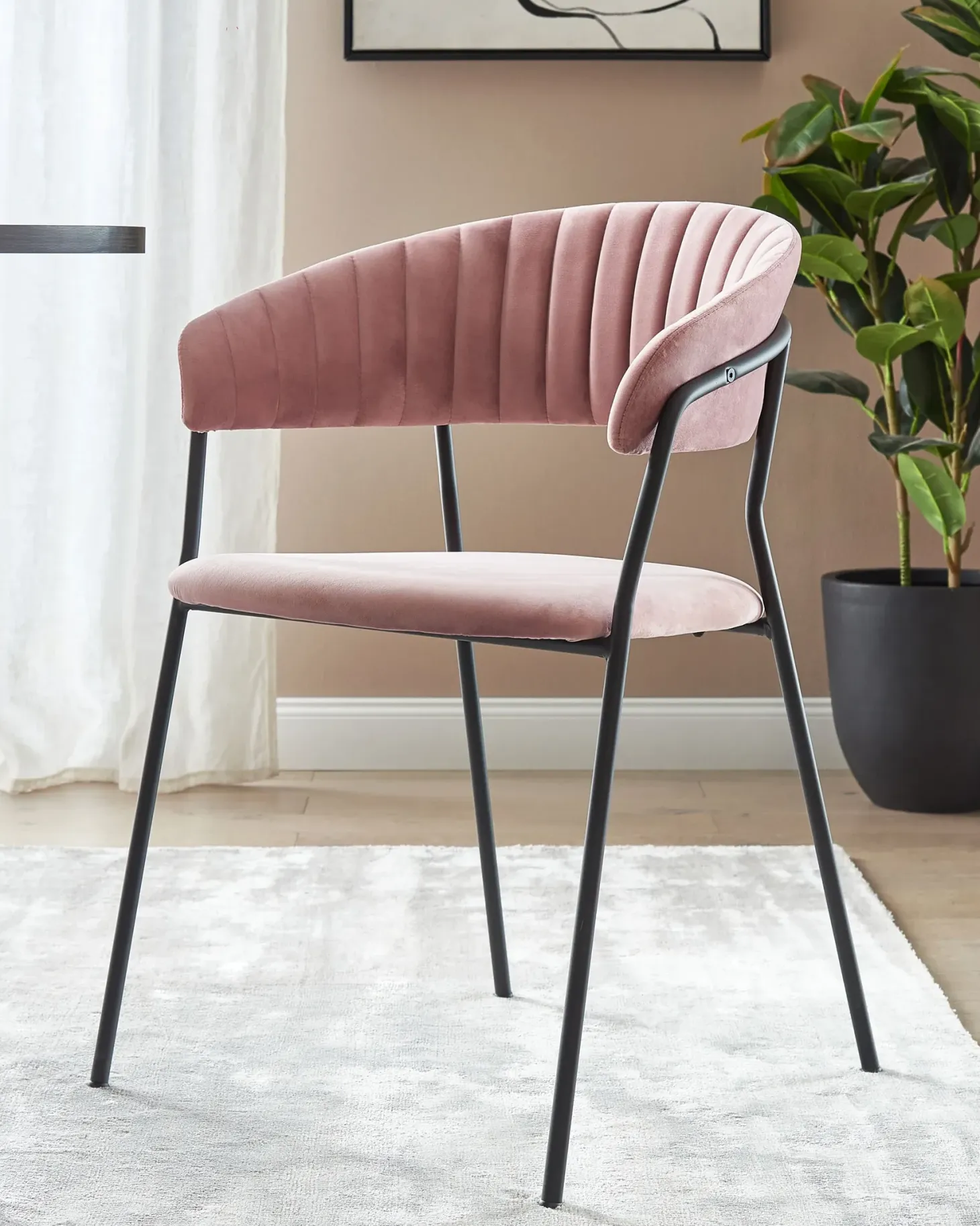 Sæt med 2 spisebordsstole MARIPOSA Velour Lyserød