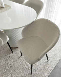 Sæt med 2 spisebordsstole MASON Boucle Cremehvid