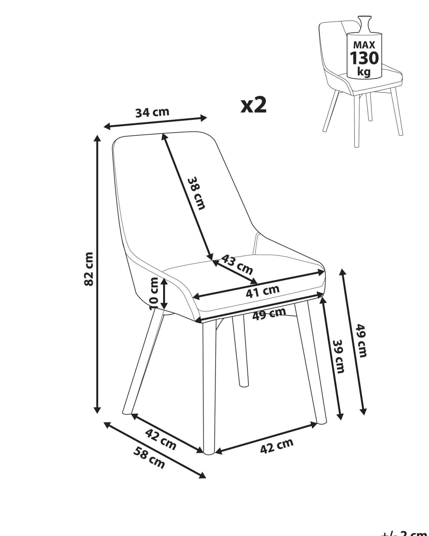 Sæt med 2 spisebordsstole MELFORT Mørkegrøn