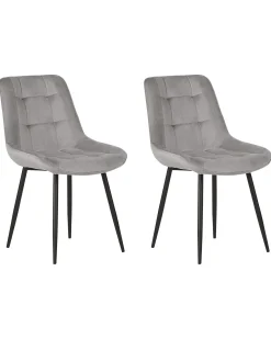 Sæt med 2 spisebordsstole MELROSE Velour Lysegrå