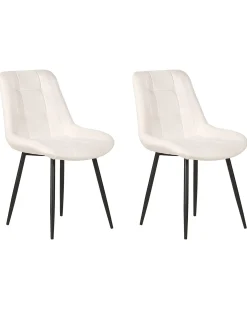 Sæt med 2 spisebordsstole MELROSE Velour Cremehvid