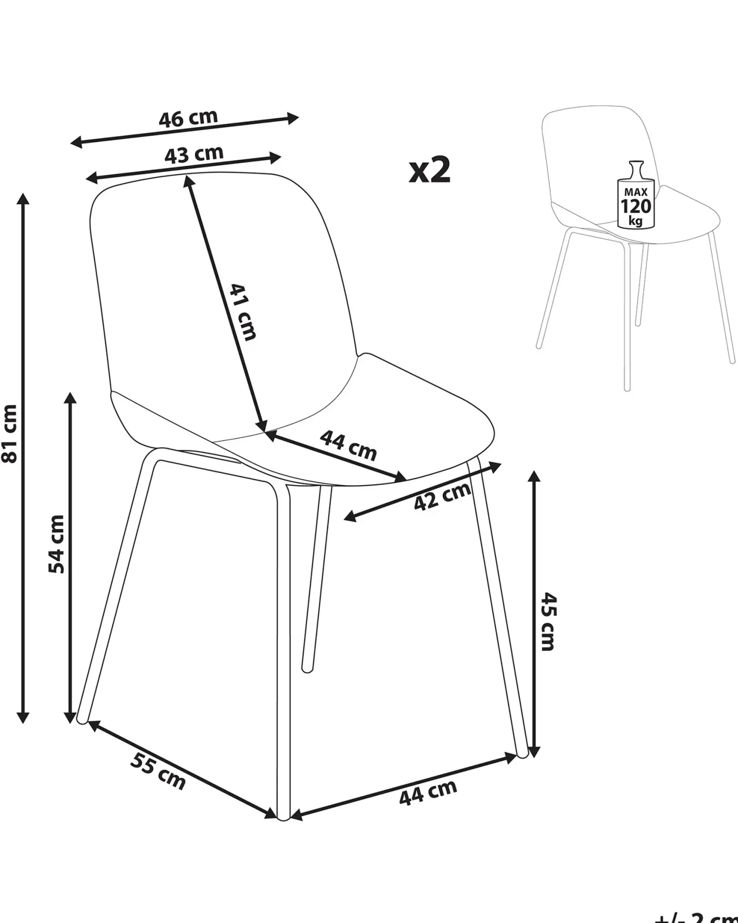 Sæt med 2 spisebordsstole MILACA Beige