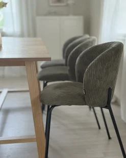 Sæt med 2 spisebordsstole MILES Fløjl Olivengrøn