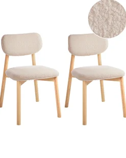 Sæt med 2 spisebordsstole MILLS Boucle Lysebrun/lys beige