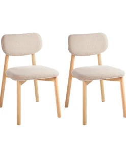 Sæt med 2 spisebordsstole MILLS Boucle Lysebrun/lys beige