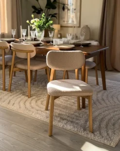 Sæt med 2 spisebordsstole MILLS Boucle Lysebrun/lys beige