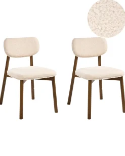 Sæt med 2 spisebordsstole MILLS Boucle Brun/lys beige