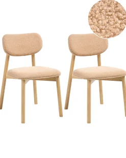 Sæt med 2 spisebordsstole MILLS Boucle Lysebrun/beige