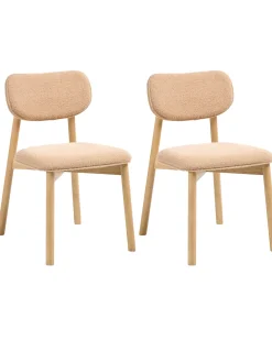 Sæt med 2 spisebordsstole MILLS Boucle Lysebrun/beige