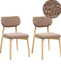 Sæt med 2 spisebordsstole MILLS Boucle Lysebrun/taupe