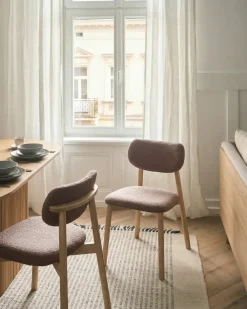 Sæt med 2 spisebordsstole MILLS Boucle Lysebrun/taupe