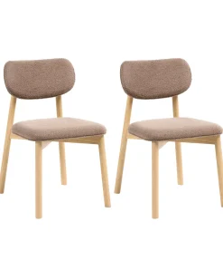 Sæt med 2 spisebordsstole MILLS Boucle Lysebrun/taupe