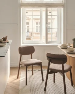 Sæt med 2 spisebordsstole MILLS Boucle Brun/taupe