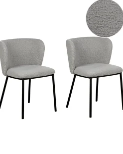 Sæt med 2 spisebordsstole MINA Boucle Grå