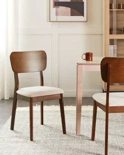 Sæt med 2 spisebordsstole MINIER Træ Mørkebrun/beige