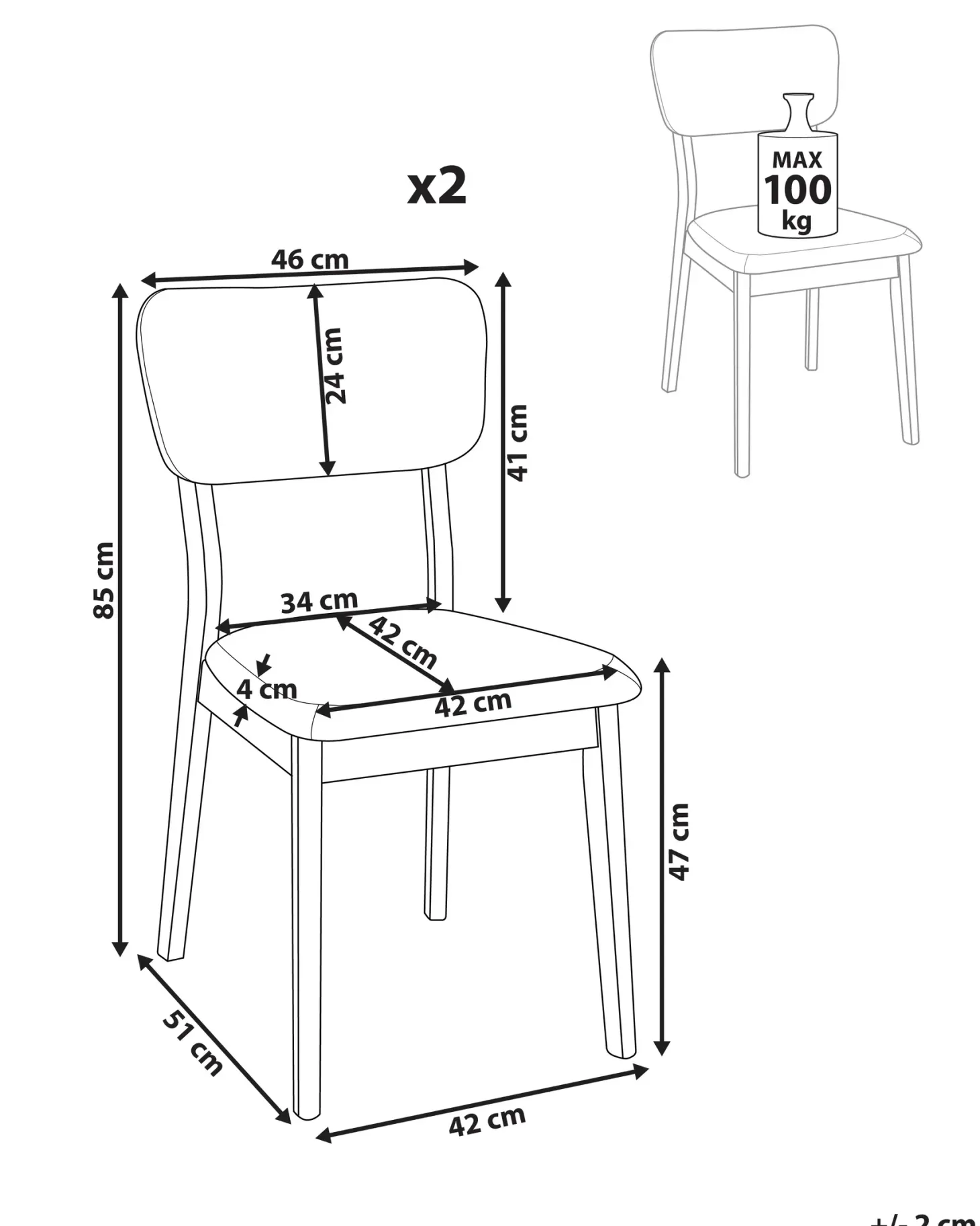 Sæt med 2 spisebordsstole MINIER Træ Lysebrun/beige