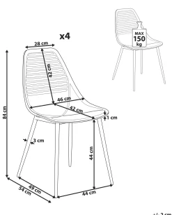 Sæt med 4 spisebordsstole MONTELLO Beige