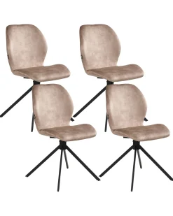 Sæt med 4 spisebordsstole MORRISON Velour Beige