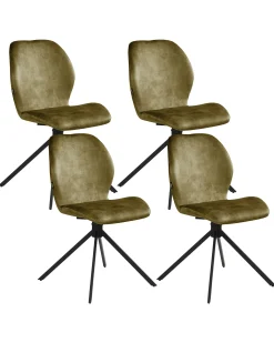 Sæt med 4 spisebordsstole MORRISON Velour Grøn
