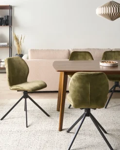 Sæt med 4 spisebordsstole MORRISON Velour Grøn
