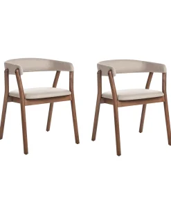 Sæt med 2 spisebordsstole MYLO Mørkebrun/beige