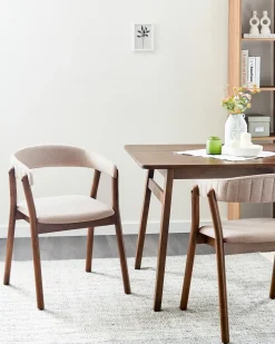 Sæt med 2 spisebordsstole MYLO Mørkebrun/beige