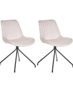 Sæt med 2 spisebordsstole NAVASOTA Velour Beige