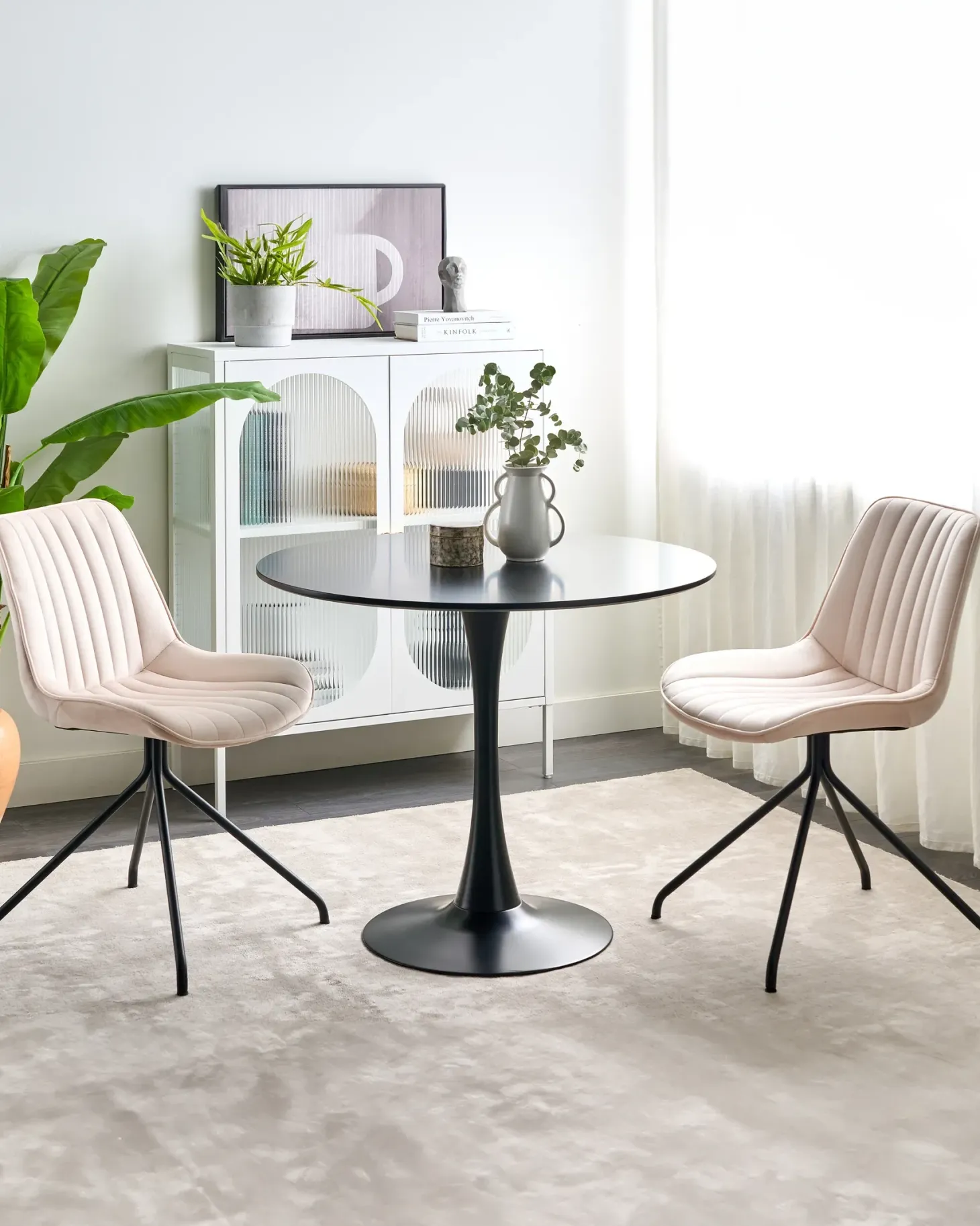 Sæt med 2 spisebordsstole NAVASOTA Velour Beige