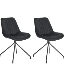 Sæt med 2 spisebordsstole NAVASOTA Velour Sort