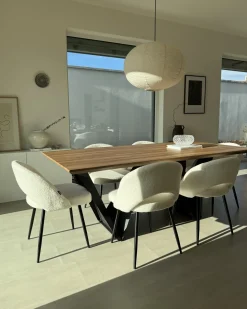Sæt med 2 spisebordsstole ONAGA Boucle Hvid