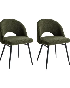 Sæt med 2 spisebordsstole ONAGA Boucle Mørkegrøn
