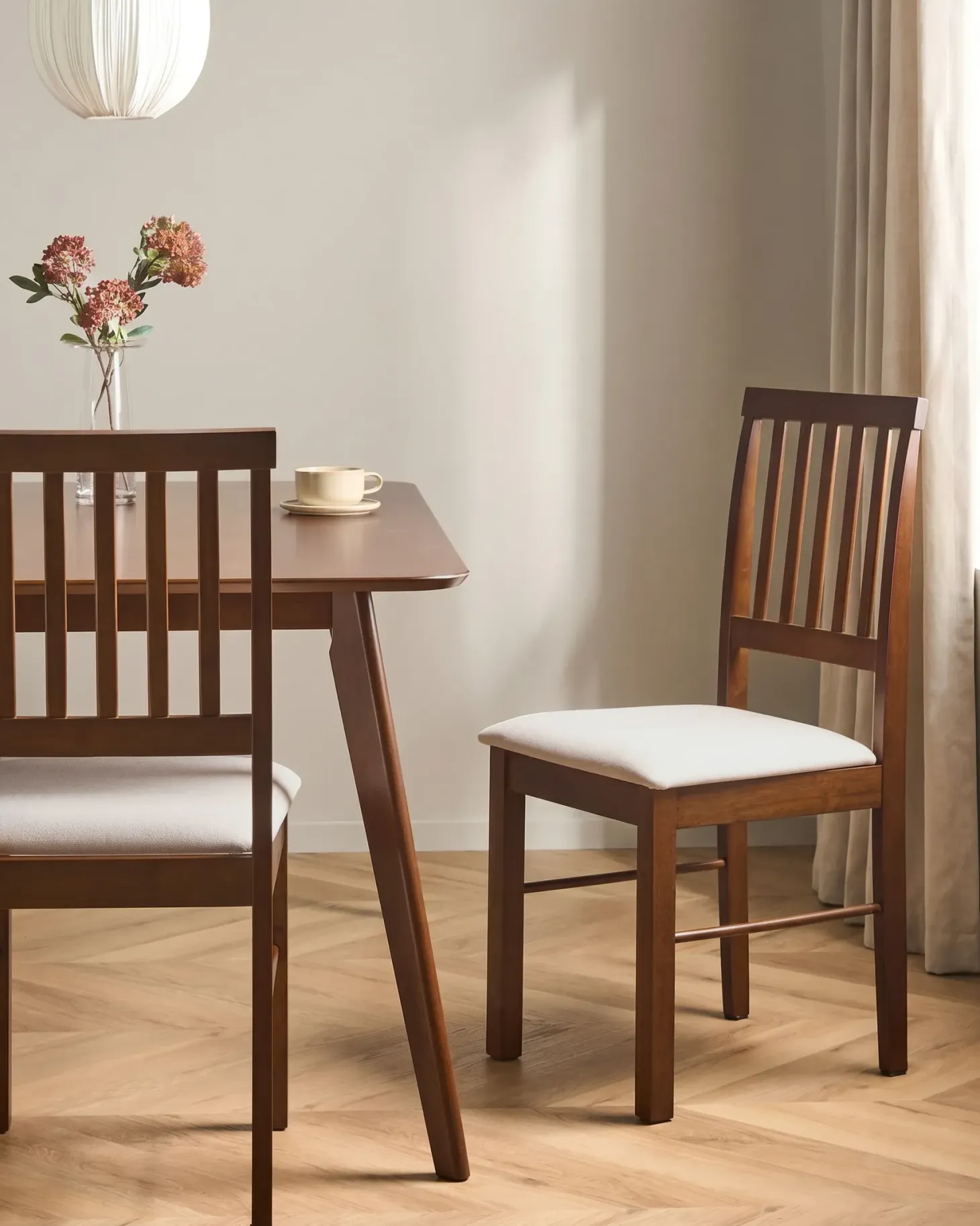 Sæt med 2 spisebordsstole ORONO Træ Mørkebrun/lys beige