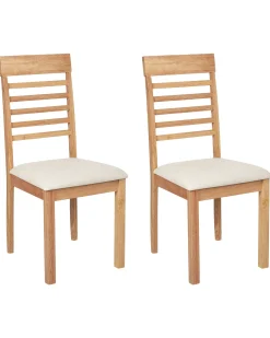 Sæt med 2 spisebordsstole ORTLEY Træ Lysebrun/beige