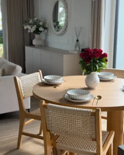 Sæt med 2 spisebordsstole OZELLA Træ Lysebrun/beige