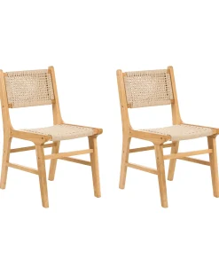 Sæt med 2 spisebordsstole OZELLA Træ Lysebrun/beige