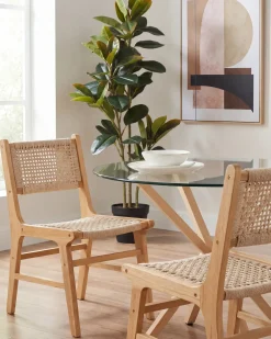 Sæt med 2 spisebordsstole OZELLA Træ Lysebrun/beige