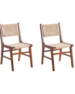 Sæt med 2 spisebordsstole OZELLA Træ Brun/beige