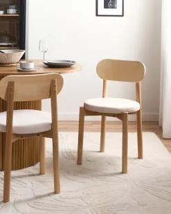 Sæt med 2 spisebordsstole PAULINA Træ Lysebrun/lys beige